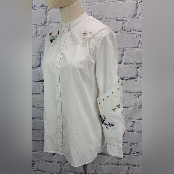 Tory Burch Women's Afternoon Tea Handkerchief Blouse Western Farm Country Medium - Picture 6 of 12